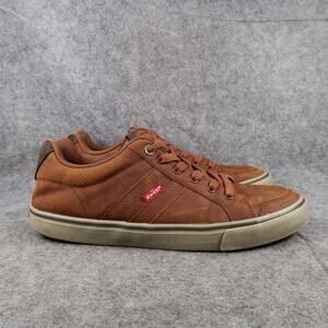 Levis Shoes Mens 9 Casual Sneakers Lace Up Brown Trainer Skate Walk Lifestyle